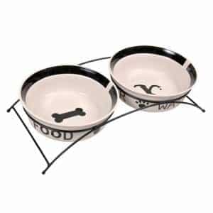 2 keramikk skåler i stativ