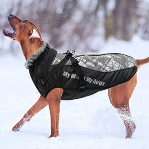 Vinterdekken til hund med refleks, sele og varm krage